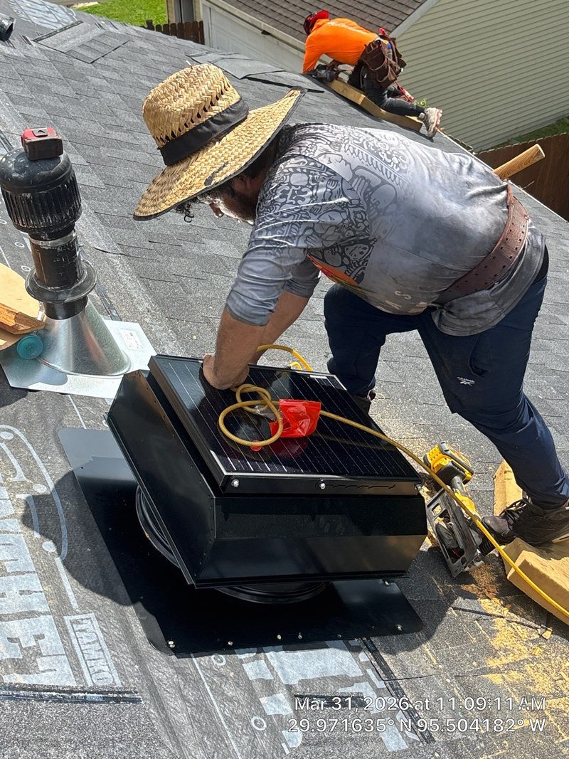 Attic Breeze solar-powered attic fan installation